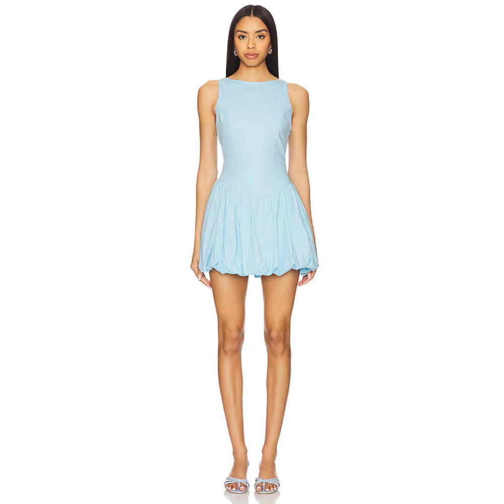 Revolve Tamara mini Dress NIA Chambray blue back lace details size  S  NWT